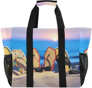 Foldable Grocery Reusable Tote Grocery Bag, Travel Canvas Shoulder Bags, Large Casual Laundry Pool Beach Bag