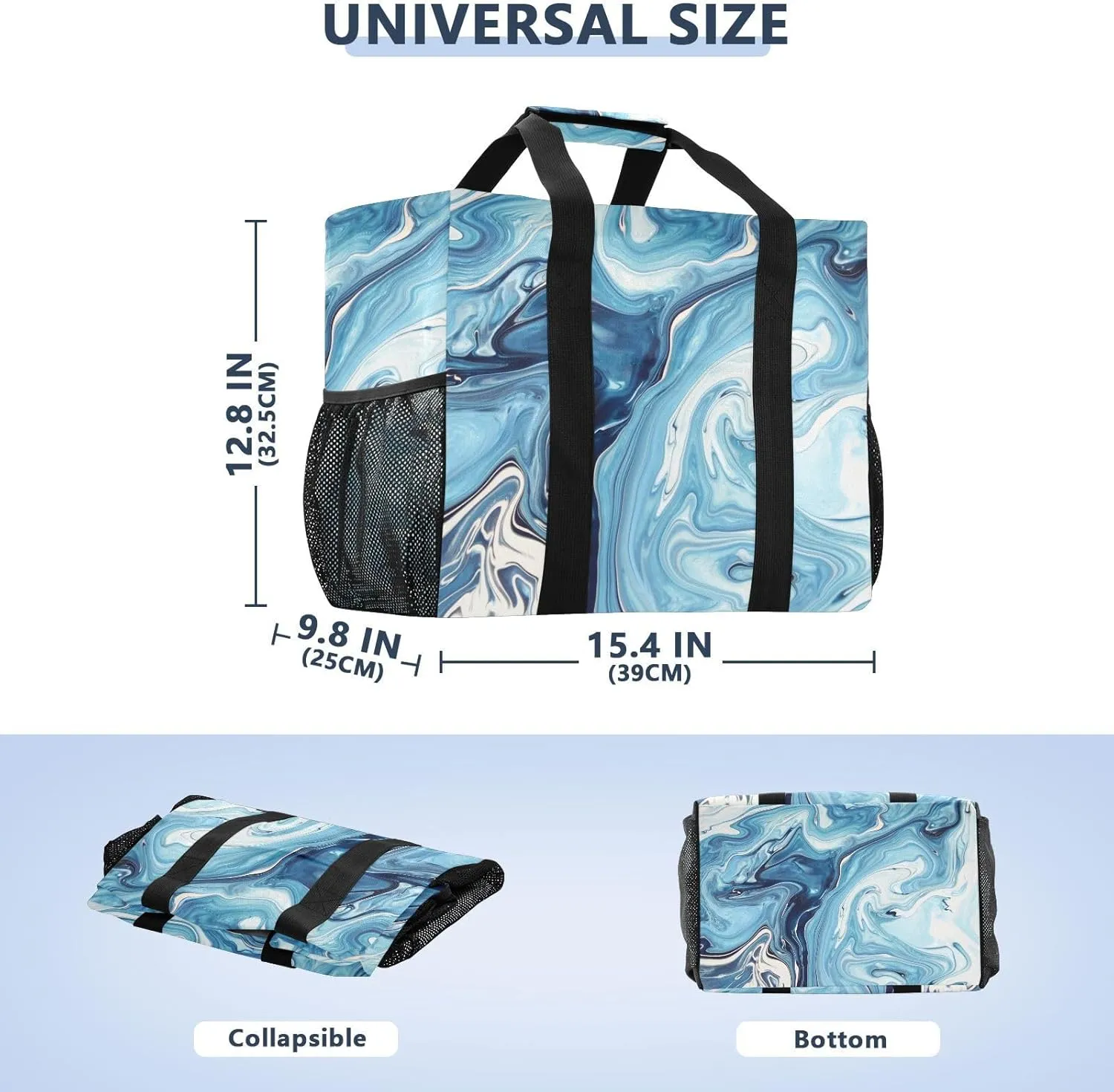 Foldable Grocery Reusable Tote Grocery Bag, Travel Canvas Shoulder Bags, Large Casual Laundry Pool Beach Bag