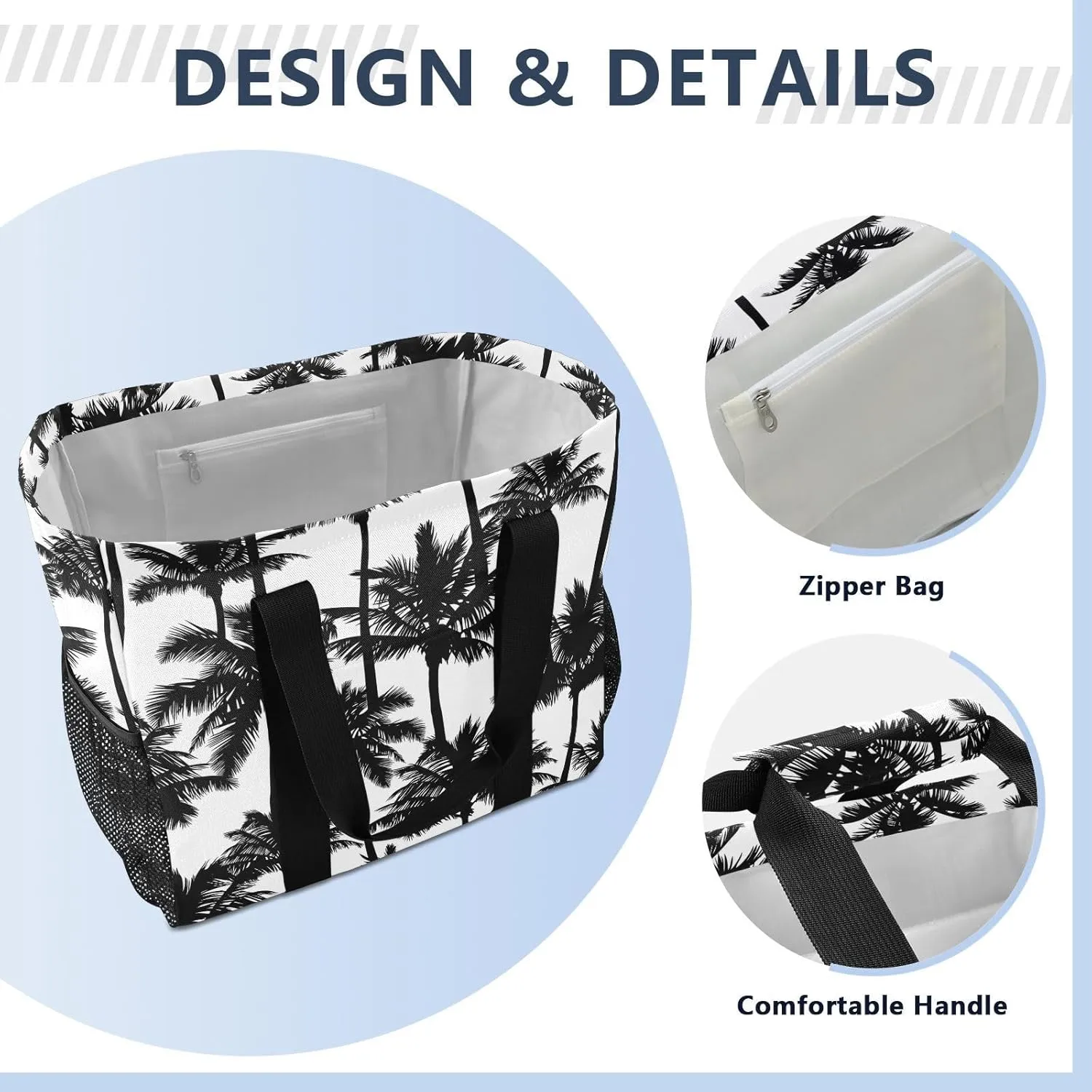 Foldable Grocery Reusable Tote Grocery Bag, Travel Canvas Shoulder Bags, Large Casual Laundry Pool Beach Bag