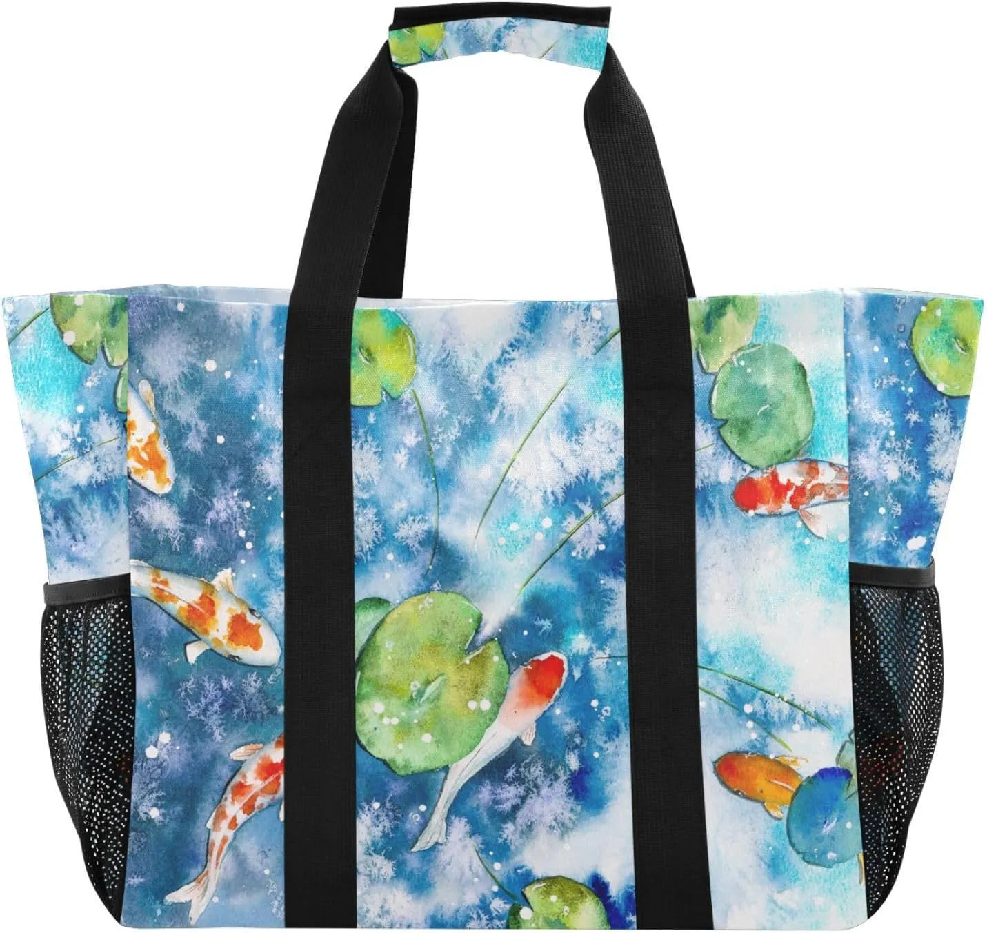 Foldable Grocery Reusable Tote Grocery Bag, Travel Canvas Shoulder Bags, Large Casual Laundry Pool Beach Bag