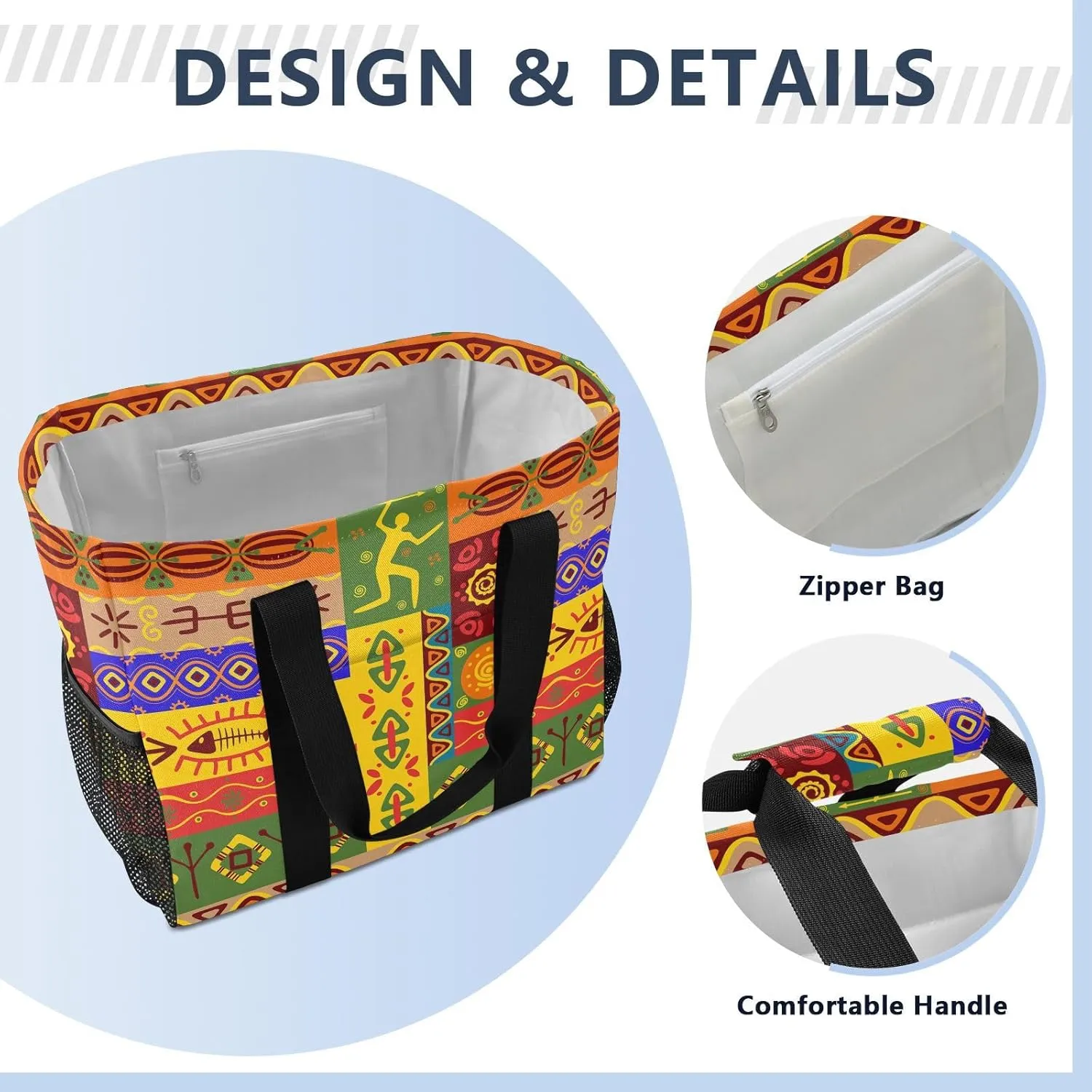 Foldable Grocery Reusable Tote Grocery Bag, Travel Canvas Shoulder Bags, Large Casual Laundry Pool Beach Bag