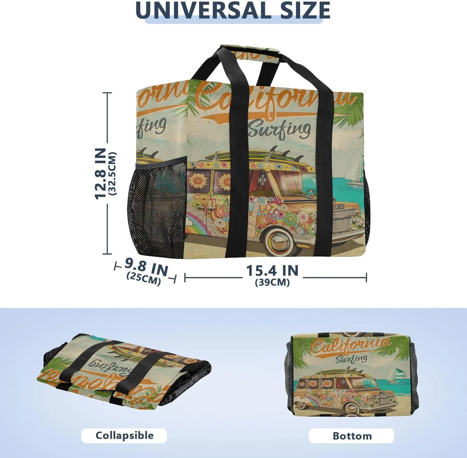 Foldable Grocery Reusable Tote Grocery Bag, Travel Canvas Shoulder Bags, Large Casual Laundry Pool Beach Bag