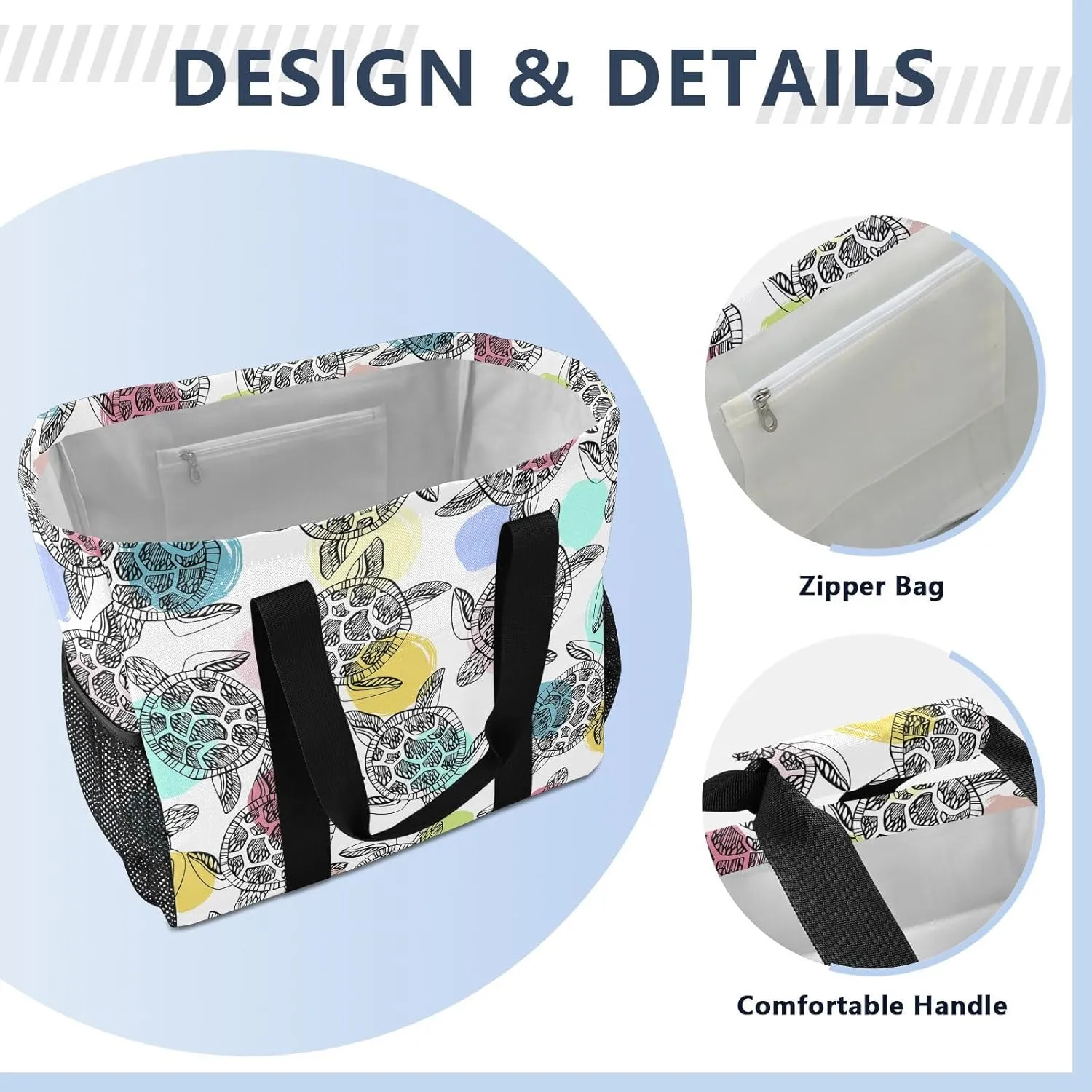Foldable Grocery Reusable Tote Grocery Bag, Travel Canvas Shoulder Bags, Large Casual Laundry Pool Beach Bag
