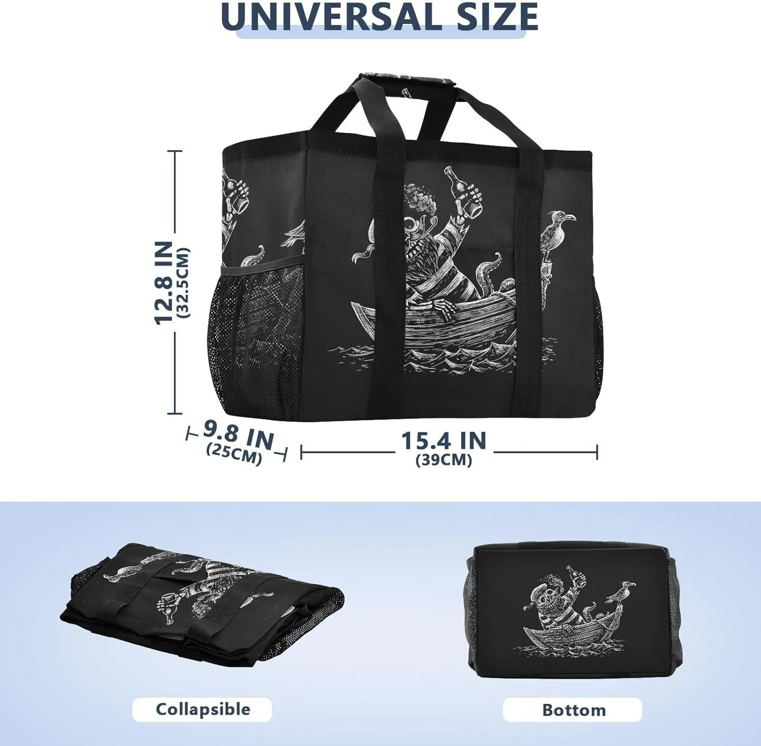 Foldable Grocery Reusable Tote Grocery Bag, Travel Canvas Shoulder Bags, Large Casual Laundry Pool Beach Bag