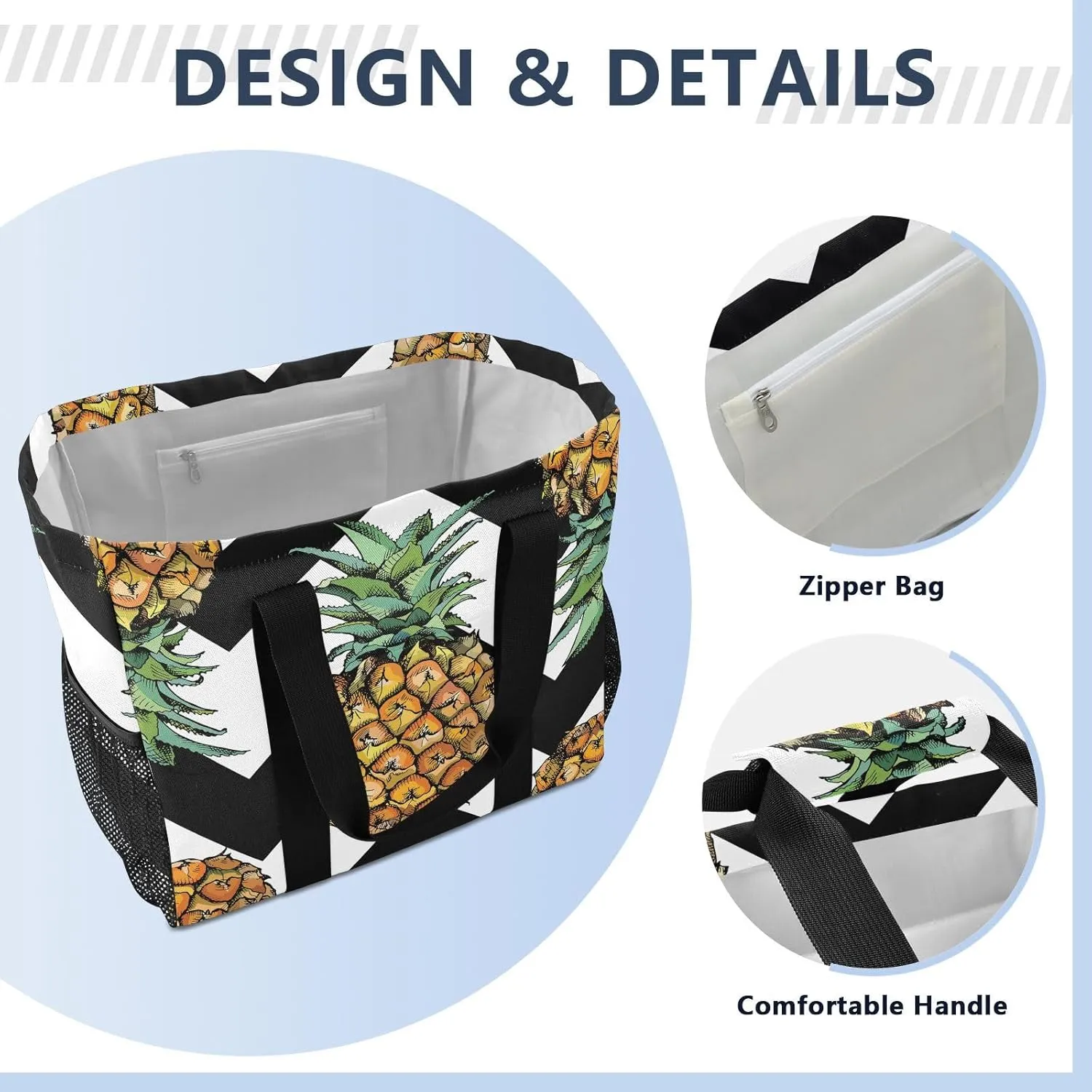 Foldable Grocery Reusable Tote Grocery Bag, Travel Canvas Shoulder Bags, Large Casual Laundry Pool Beach Bag