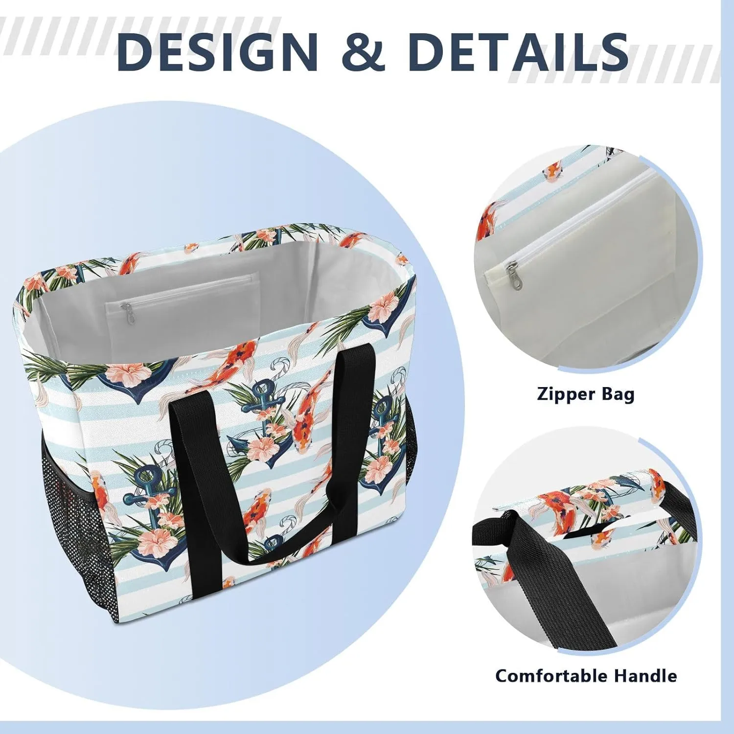 Foldable Grocery Reusable Tote Grocery Bag, Travel Canvas Shoulder Bags, Large Casual Laundry Pool Beach Bag