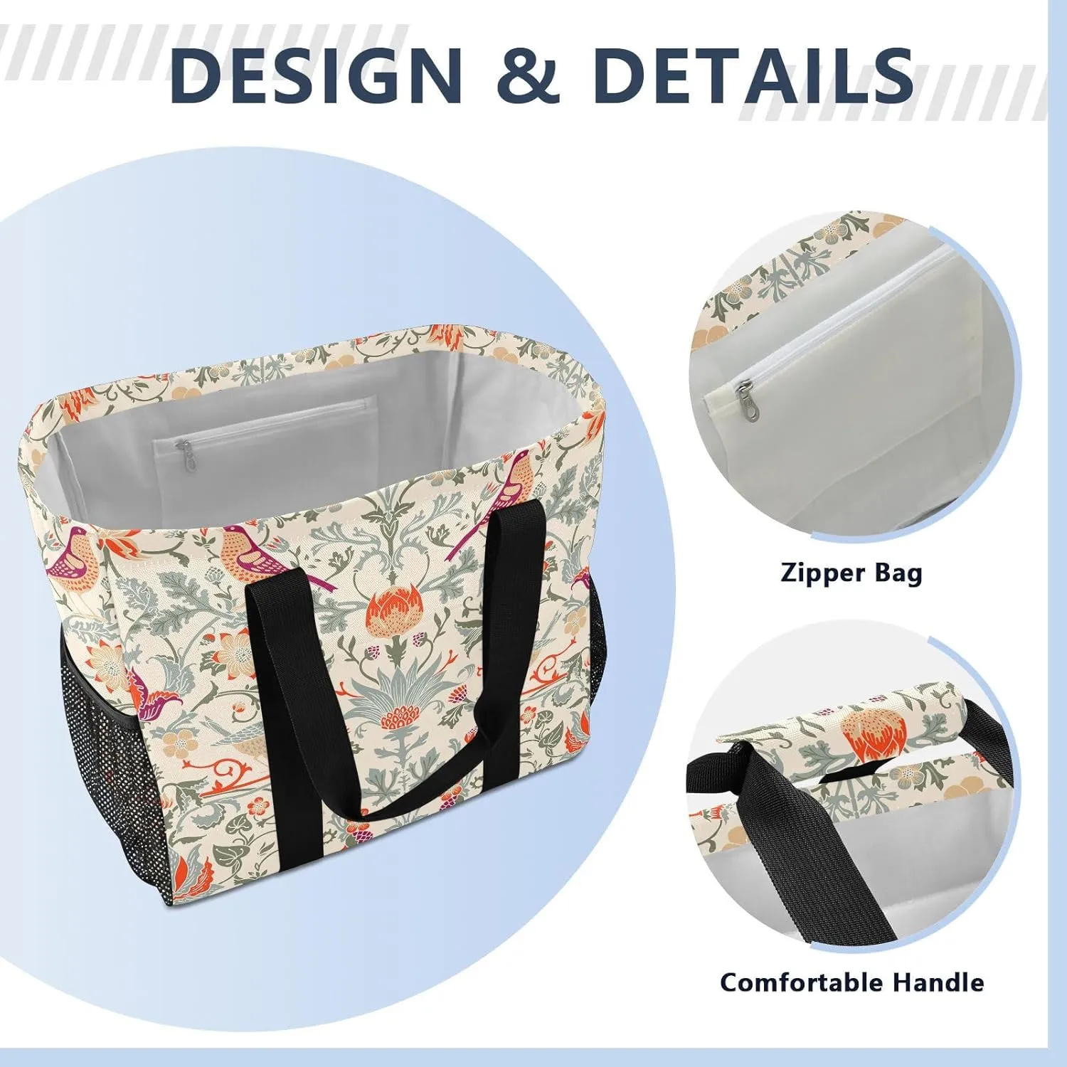 Foldable Grocery Reusable Tote Grocery Bag, Travel Canvas Shoulder Bags, Large Casual Laundry Pool Beach Bag