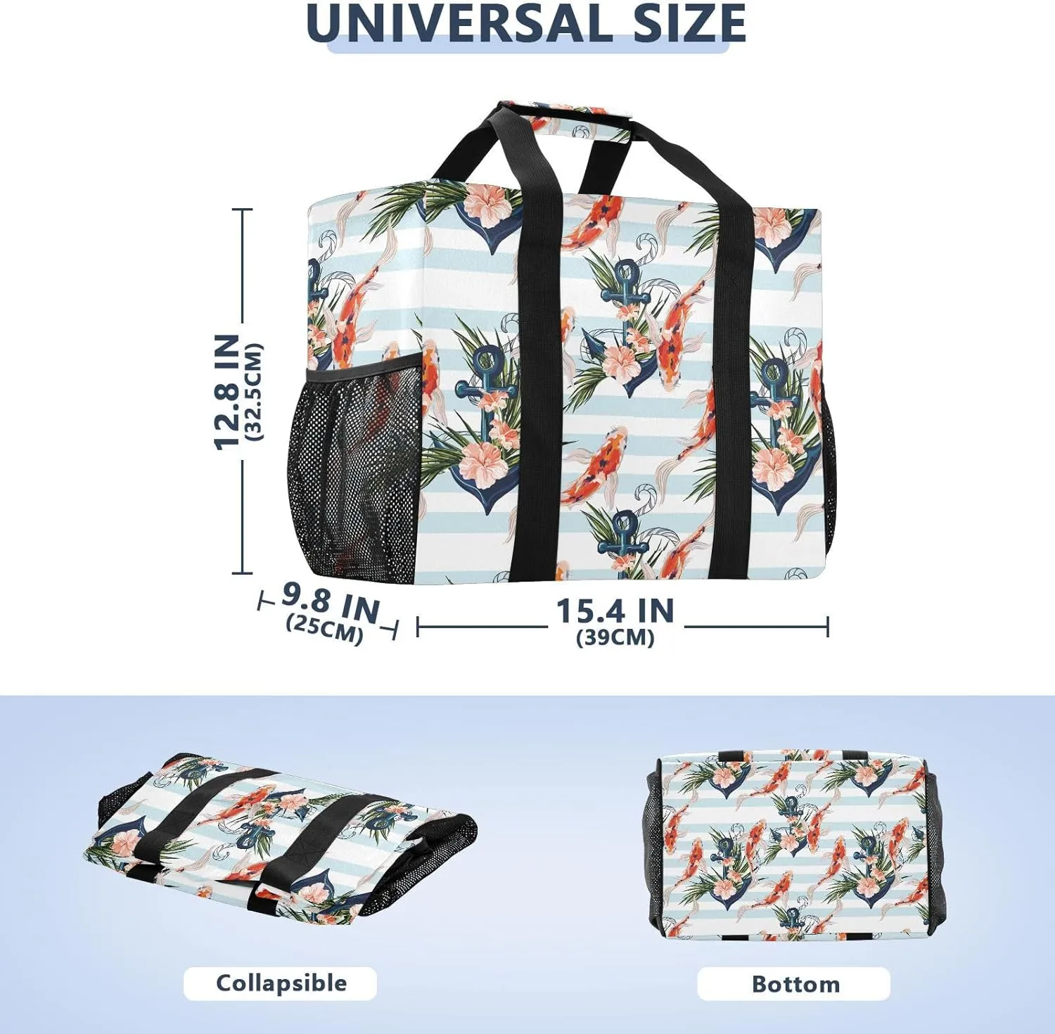 Foldable Grocery Reusable Tote Grocery Bag, Travel Canvas Shoulder Bags, Large Casual Laundry Pool Beach Bag