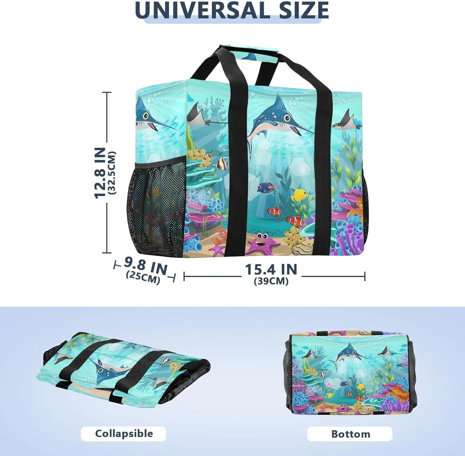 Foldable Grocery Reusable Tote Grocery Bag, Travel Canvas Shoulder Bags, Large Casual Laundry Pool Beach Bag