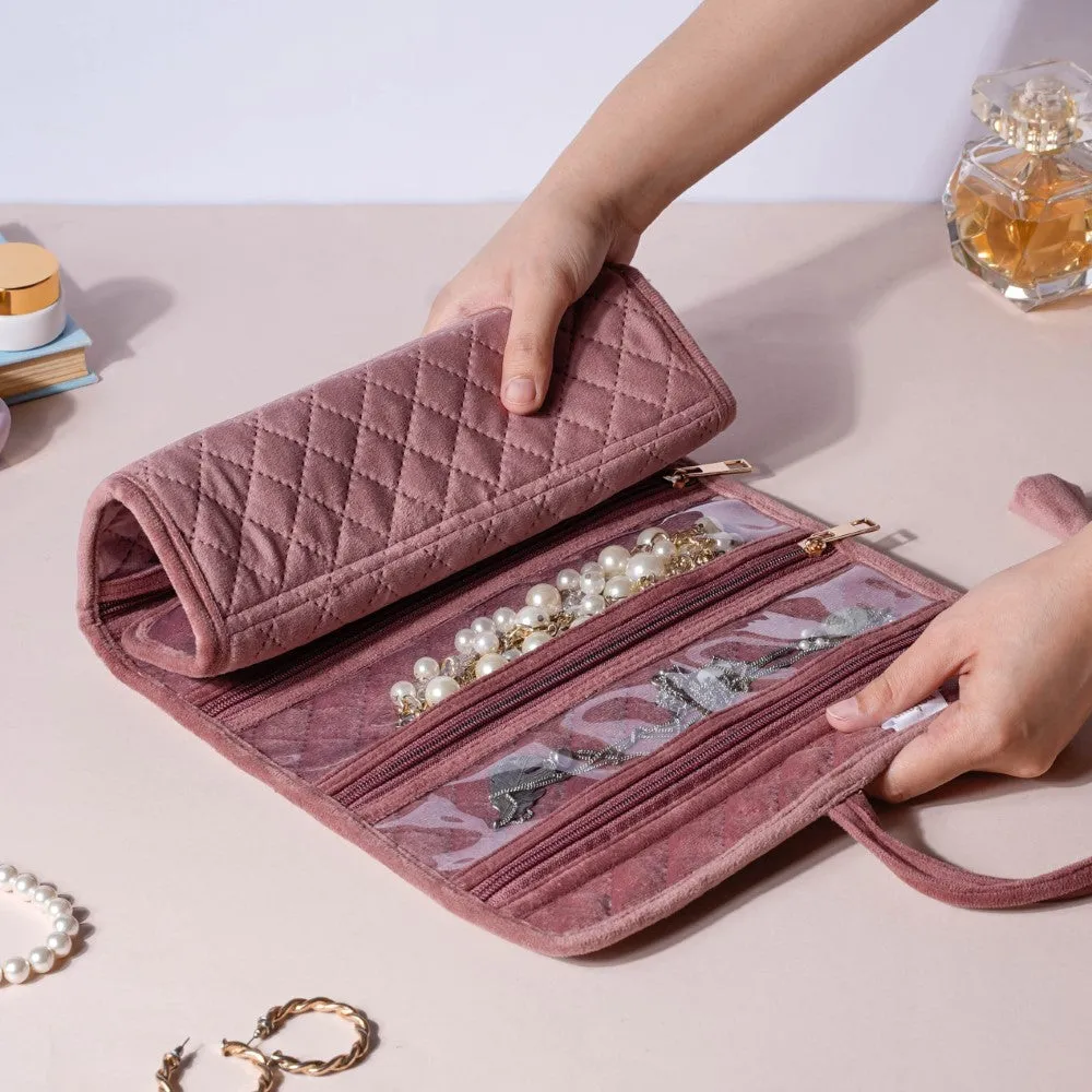 Foldable Jewellery Organiser Roll Pink 10x20 inch