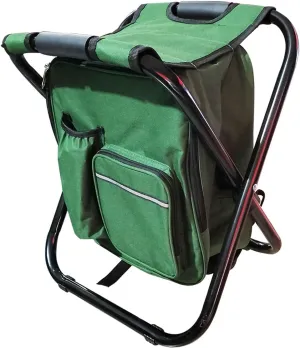 Folding Backpack Stool with Cooler Bag, High Lidacity Oxford Cloth Chair, for Outdoor Camping and Fishing