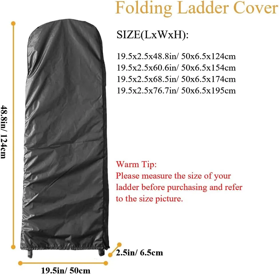 Folding Step Ladder Cover Skyour 420D Oxford Fabric Waterproof Household Folding Stepladder Storage Bag Protector Step Ladder Furniture Dust Covers for Outdoor Indoor Black (19.5x2.5x68.5in)