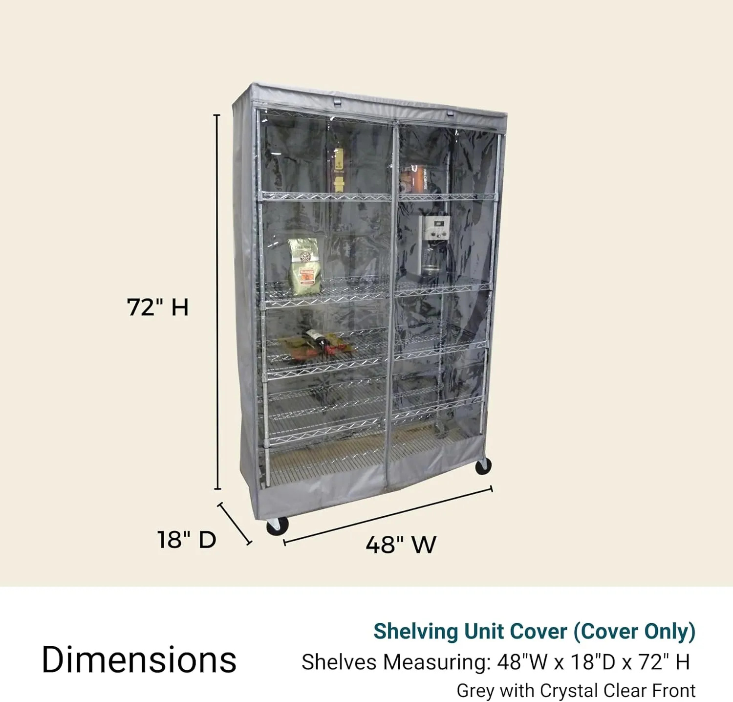 Formosa Premium Clear Wire Shelf Cover - Heavy-Duty Storage Solution (48'Wx18'Dx72'H) - Waterproof PVC, Water/Dust Resistant Fabric, Multi Zipper