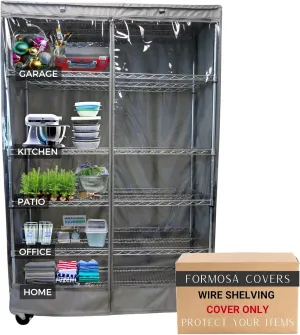 Formosa Premium Clear Wire Shelf Cover - Heavy-Duty Storage Solution (48'Wx18'Dx72'H) - Waterproof PVC, Water/Dust Resistant Fabric, Multi Zipper