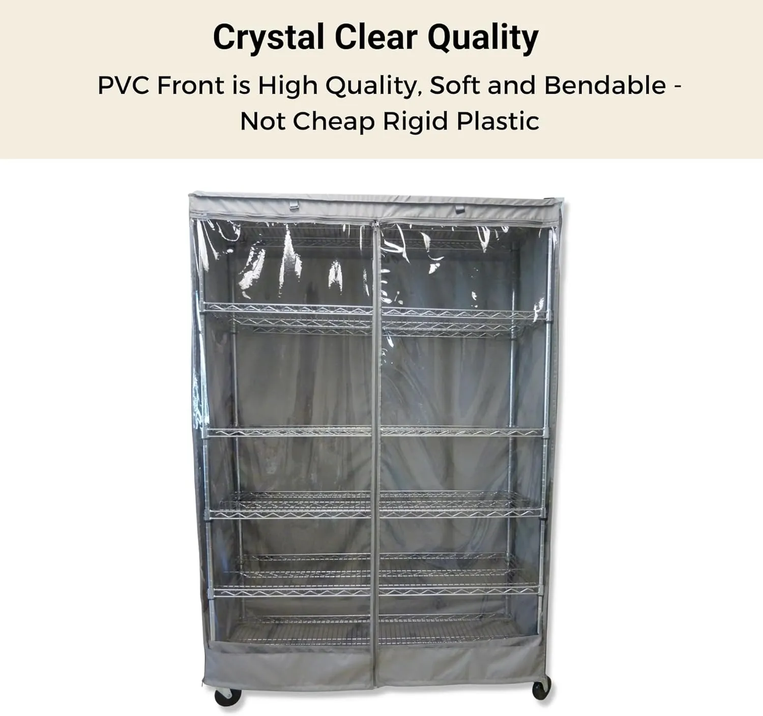 Formosa Premium Clear Wire Shelf Cover - Heavy-Duty Storage Solution (48'Wx18'Dx72'H) - Waterproof PVC, Water/Dust Resistant Fabric, Multi Zipper