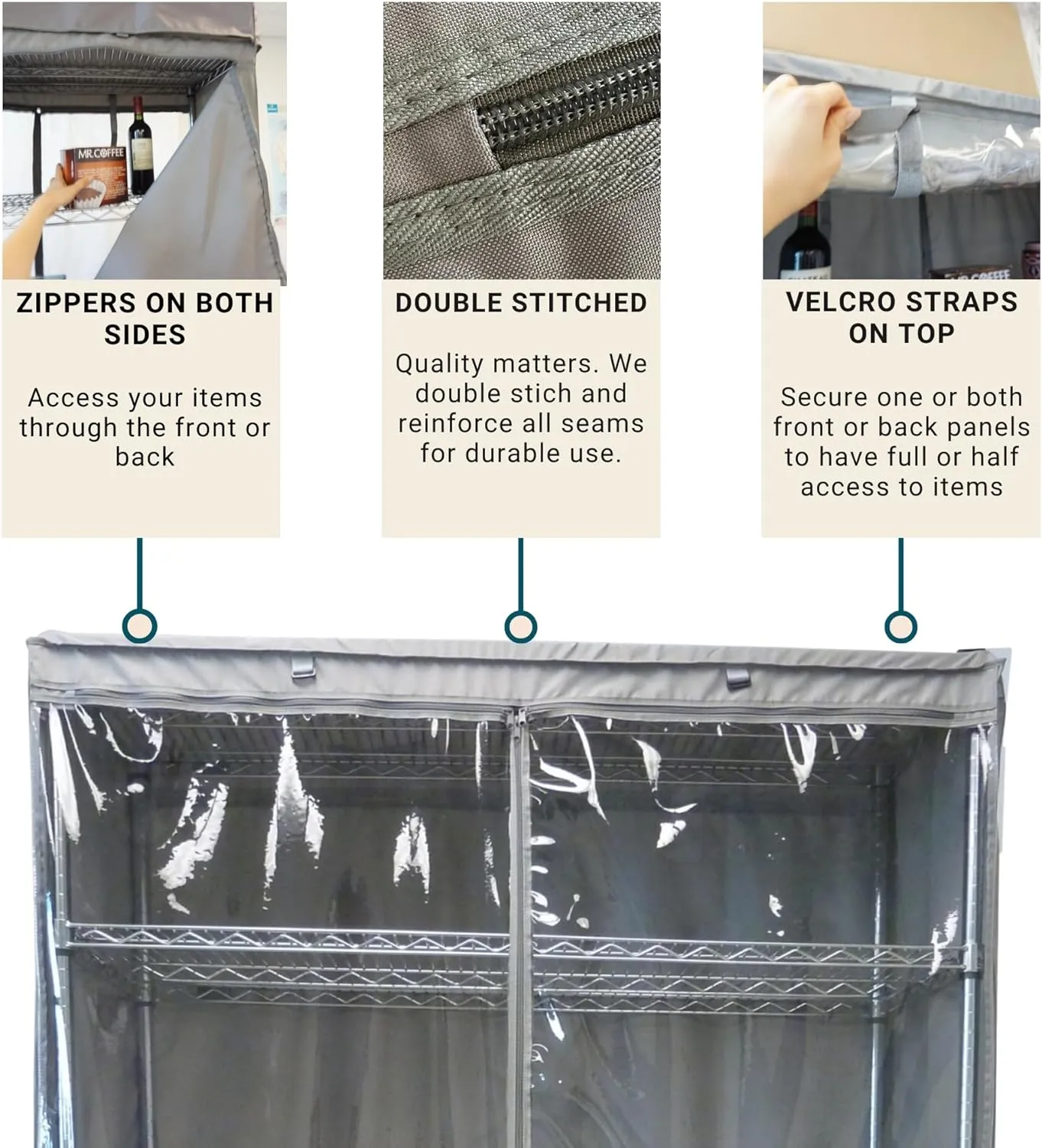 Formosa Premium Clear Wire Shelf Cover - Heavy-Duty Storage Solution (48'Wx18'Dx72'H) - Waterproof PVC, Water/Dust Resistant Fabric, Multi Zipper
