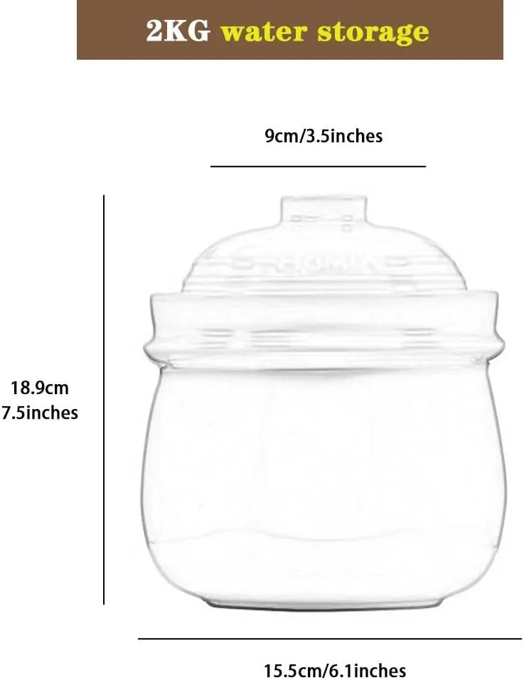 Fresh Pickling Crock, Double Lid Design Fermentation Tank, Water Seal Design Kombucha Kimchi Jar, Ceramic Material(Blue Color,2kg)