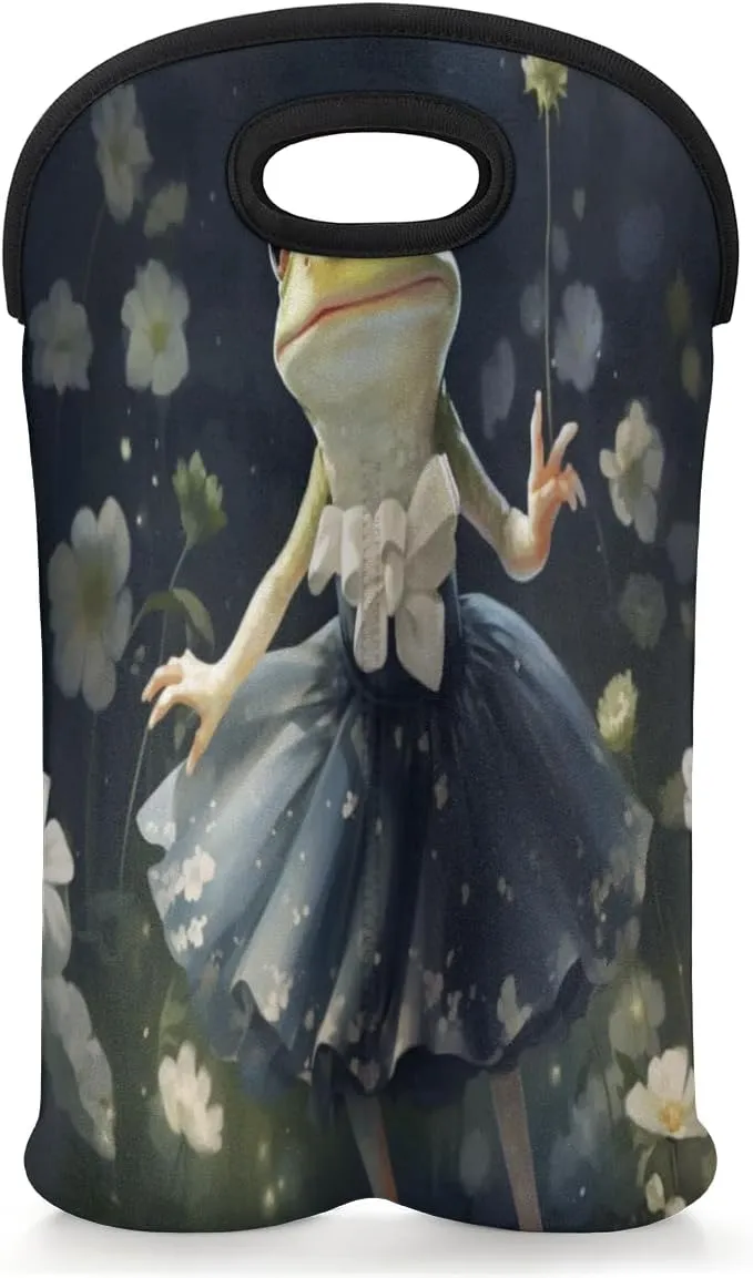 Frog Music Conductor Wine Carrier Tote, Neoprene Wine Bag, Holds 2 Bottles, Wine Bottle Holder for Travel, Travel Wine Bag with Safety Carrying Handle.