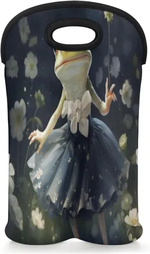 Frog Music Conductor Wine Carrier Tote, Neoprene Wine Bag, Holds 2 Bottles, Wine Bottle Holder for Travel, Travel Wine Bag with Safety Carrying Handle.