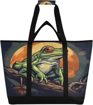 Frogs Under Moonlight Reusable Insulated Lunchbox Cooler Bag, Leakproof Kitchen Grocery Bag Collapsible Portable Cooler Tote Bag for Picnic, Camping, Office, Travel