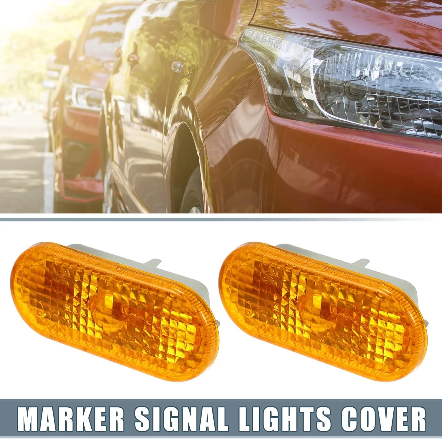 Front Left Right LED Clearance Side Marker Signal Lights Cover Lens Lamp Assembly for VW Caddy 1996-2015 Yellow 1 Pair