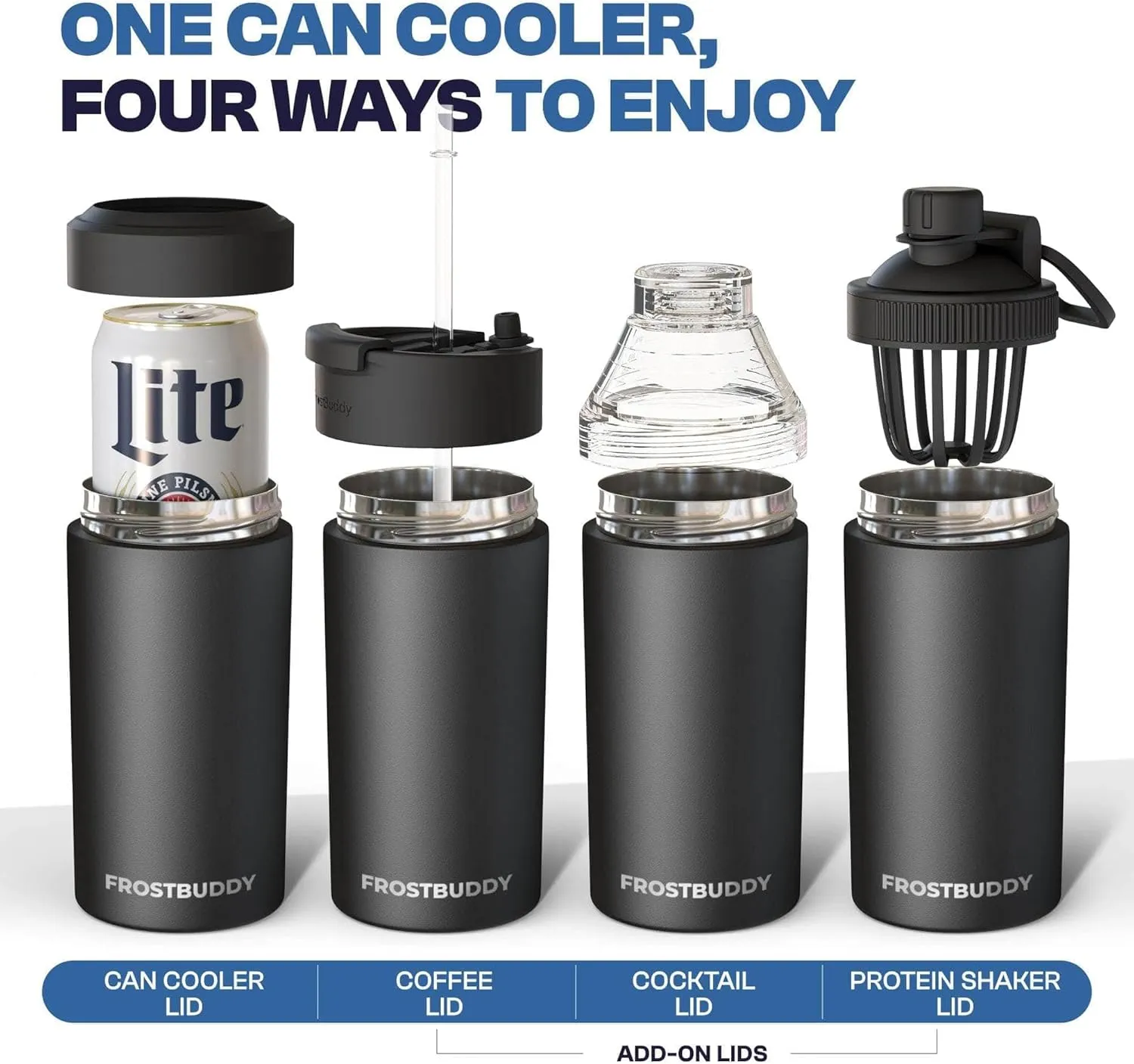 Frost Buddy Universal Buddy Can Cooler - Fits All - For Regular 12 & 16 oz or Slim-Size Bottles - Insulated Double-Walled Stainless Steel (Emerald Elegance)