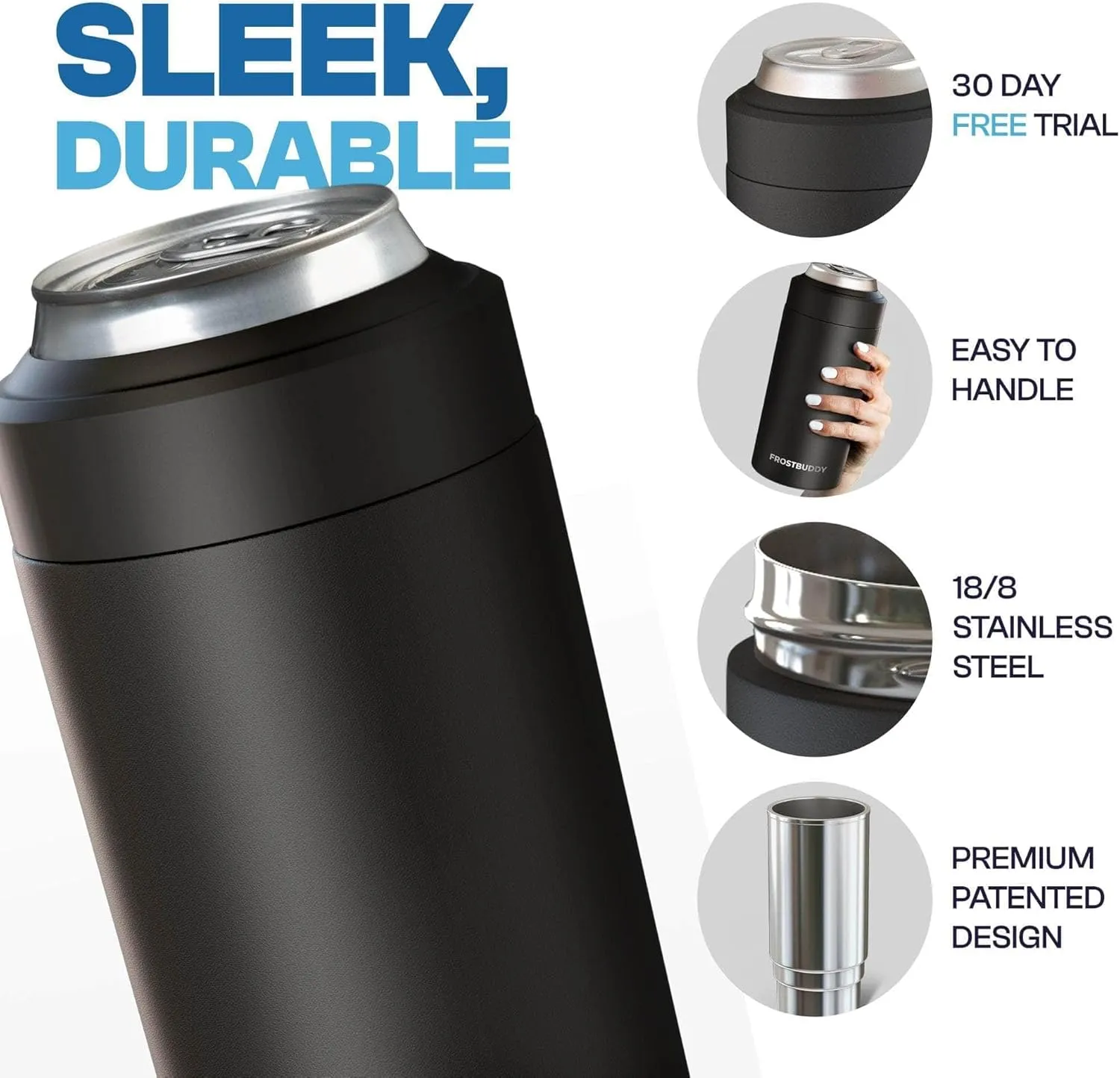 Frost Buddy Universal Buddy Can Cooler - Fits All - For Regular 12 & 16 oz or Slim-Size Bottles - Insulated Double-Walled Stainless Steel (Emerald Elegance)