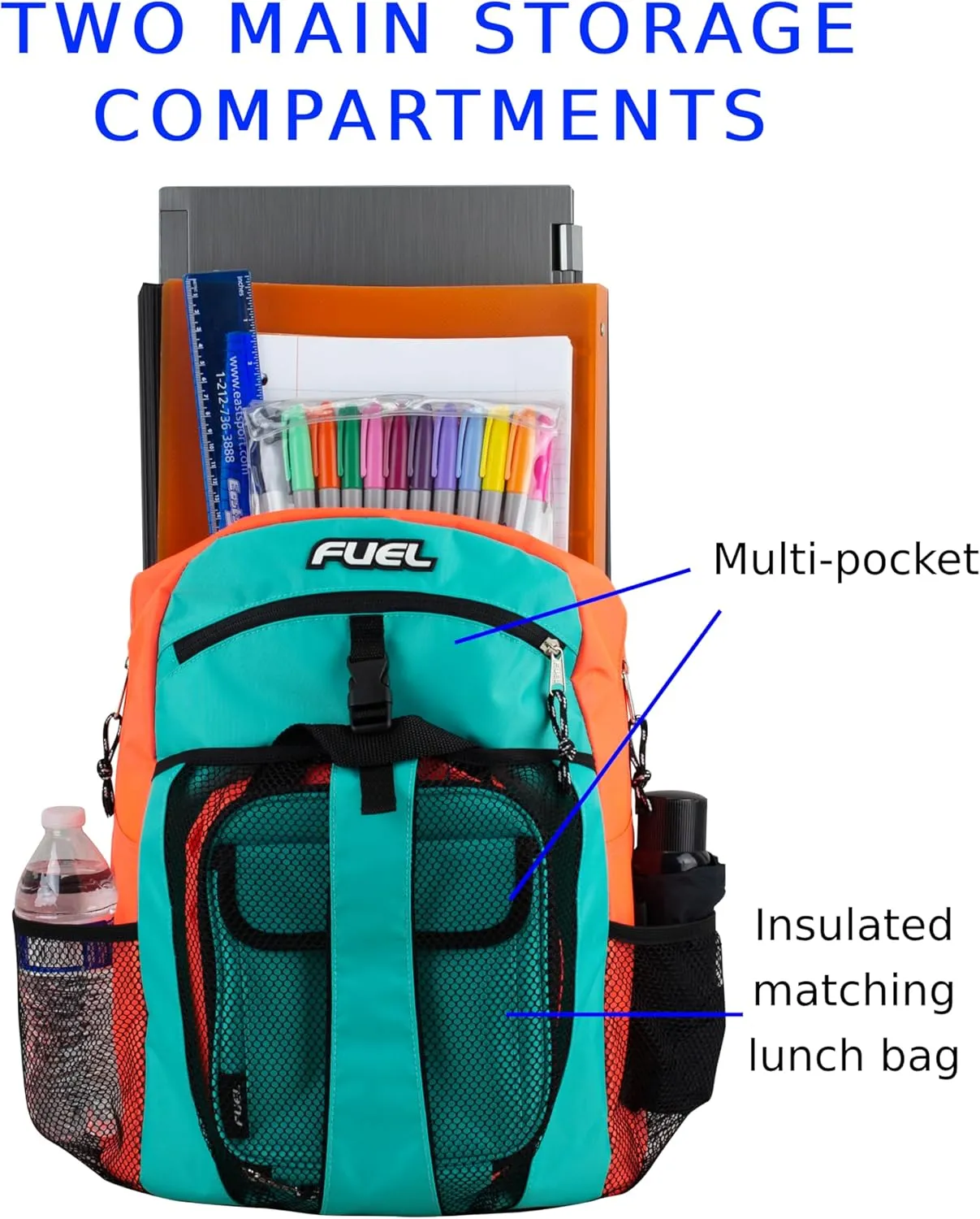 FUEL Travel Backpack Cooler Bag Lunchbox for Work Insulated Cooler Bag Lunch Bag Work Hiking Water Bottle Pockets