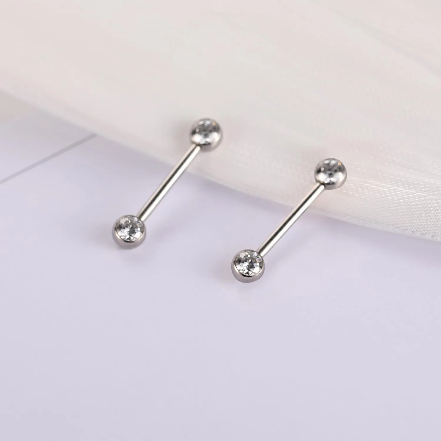 FUNLMO 1 Pair 14G Nipple Rings Flat Back Nipple Piercing Jewelry G23 Titanium Nipple Jewelry Internally Threaded Nipple Barbell Tongue Bridge Piercing Jewelry for Women
