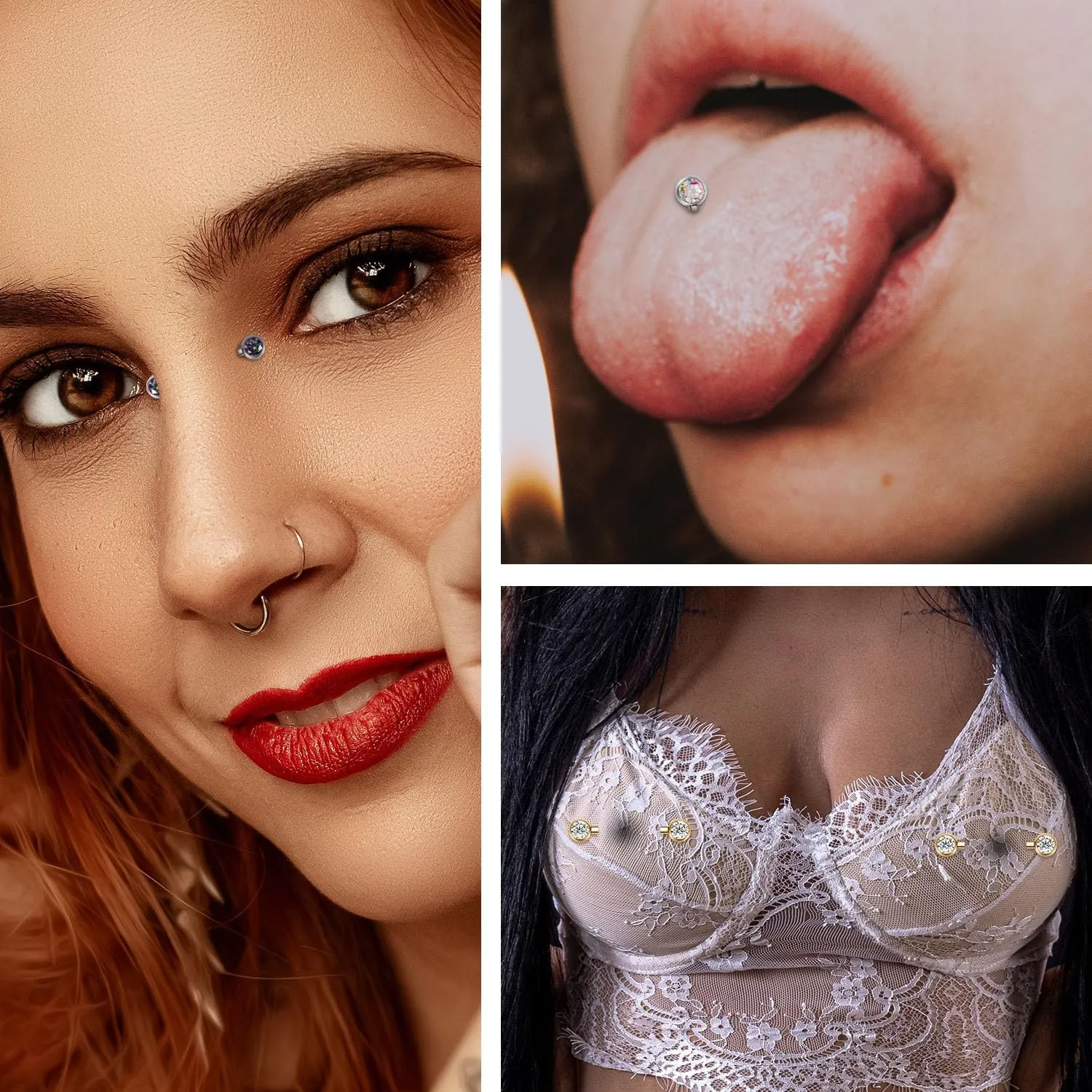 FUNLMO 1 Pair 14G Nipple Rings Flat Back Nipple Piercing Jewelry G23 Titanium Nipple Jewelry Internally Threaded Nipple Barbell Tongue Bridge Piercing Jewelry for Women