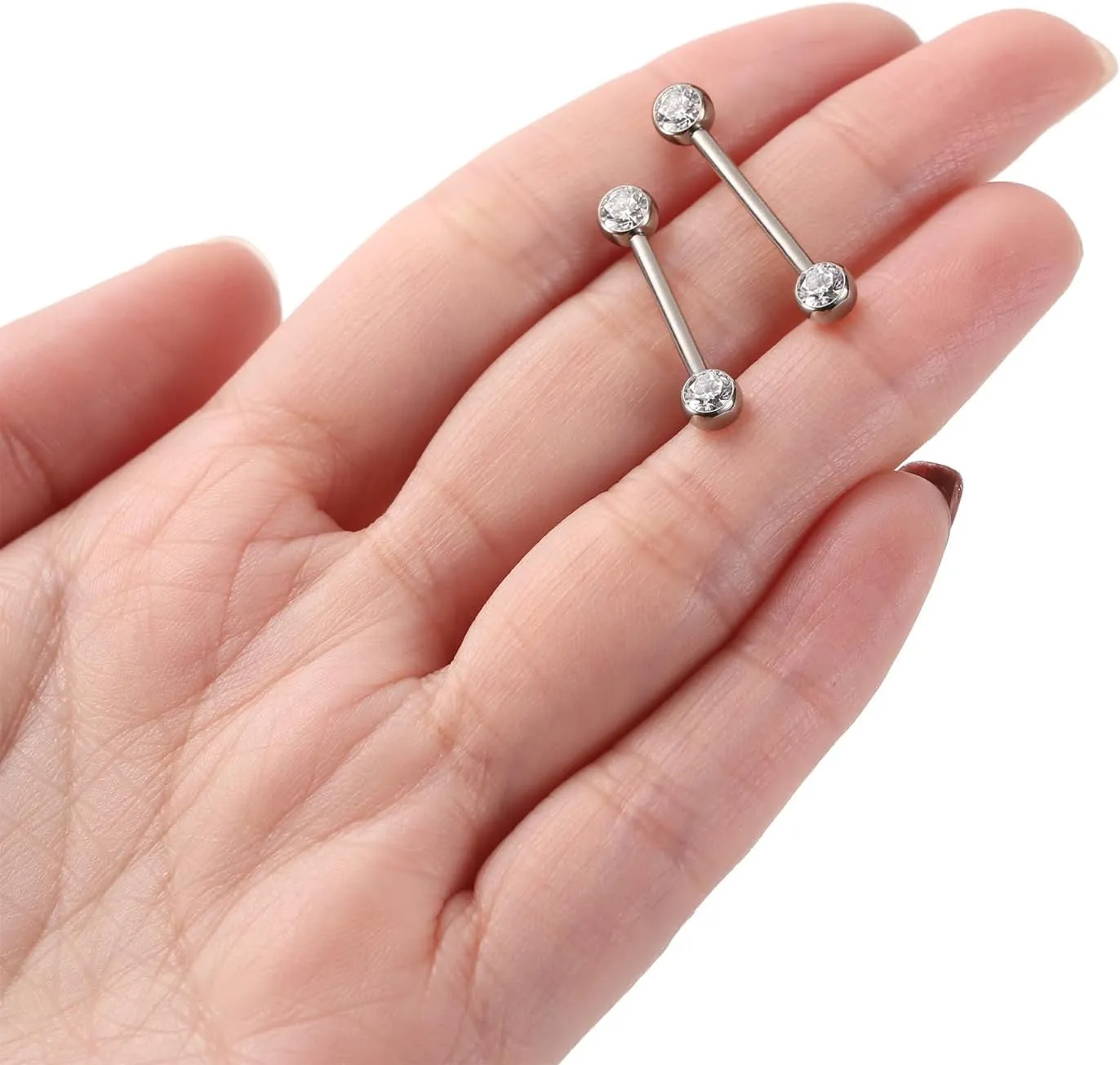 FUNLMO 1 Pair 14G Nipple Rings Flat Back Nipple Piercing Jewelry G23 Titanium Nipple Jewelry Internally Threaded Nipple Barbell Tongue Bridge Piercing Jewelry for Women