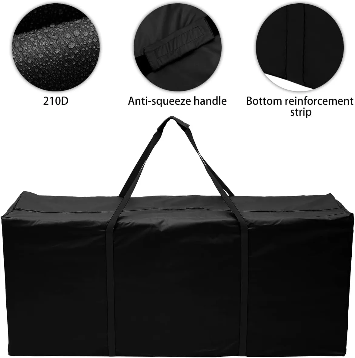 Furniture Storage Bags, Storage Duffle Bag, Cushion Trunk Storage Bag, Outdoor Garden Furniture Bag, 210D Rip Proof Oxford Fabric Tree Storage Bag, Cushion Storage (Black, 173 * 76 * 51cm)