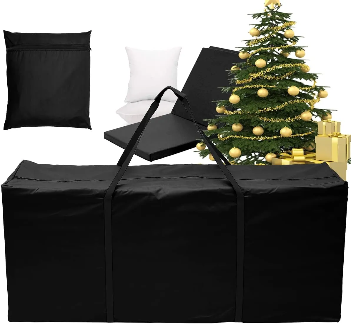 Furniture Storage Bags, Storage Duffle Bag, Cushion Trunk Storage Bag, Outdoor Garden Furniture Bag, 210D Rip Proof Oxford Fabric Tree Storage Bag, Cushion Storage (Black, 173 * 76 * 51cm)