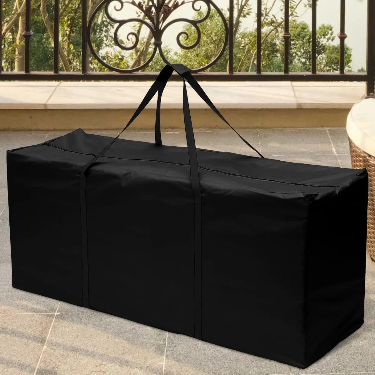 Furniture Storage Bags, Storage Duffle Bag, Cushion Trunk Storage Bag, Outdoor Garden Furniture Bag, 210D Rip Proof Oxford Fabric Tree Storage Bag, Cushion Storage (Black, 173 * 76 * 51cm)