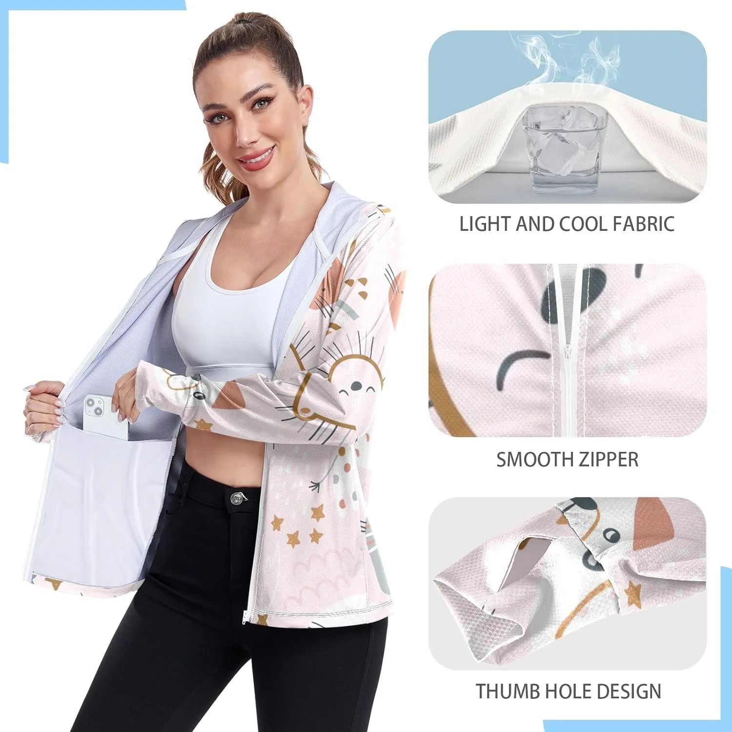 GAIGEO Green Marble Lines Women Jacket UPF 50  Lightweight Womens Summer Jacket, Breathable Fabric, S