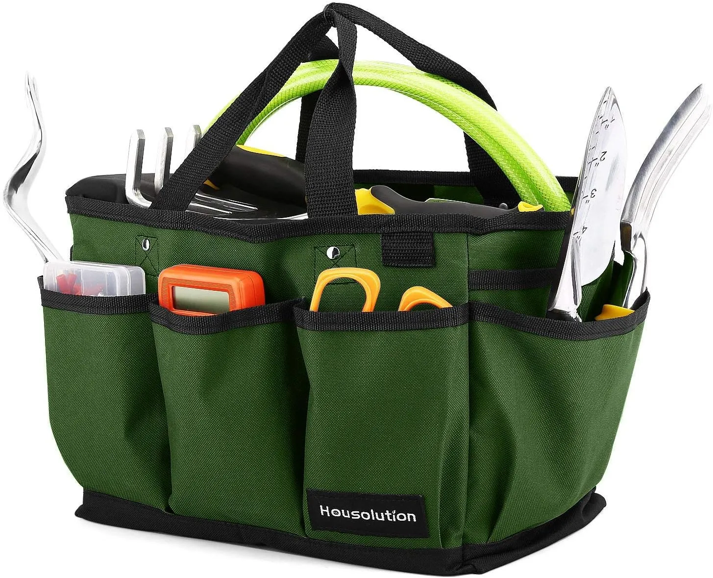 Gardening Tote Bag, Deluxe Garden Tool Storage Bag and Home Organizer with Pockets, Wear-resistant & Reusable, 14 Inch, Dark Green