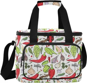 Garlic Onion Vegetable White Insulated Cooler Bag for Women Men Leakproof 24 Can Camping Cooling Bags for Travel Outdoors Trip