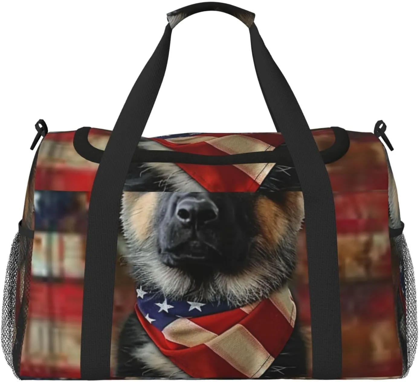 German Shepherd American Flag Travel Duffel Bag Tote Bag Sports Gym Bag For Women And Men