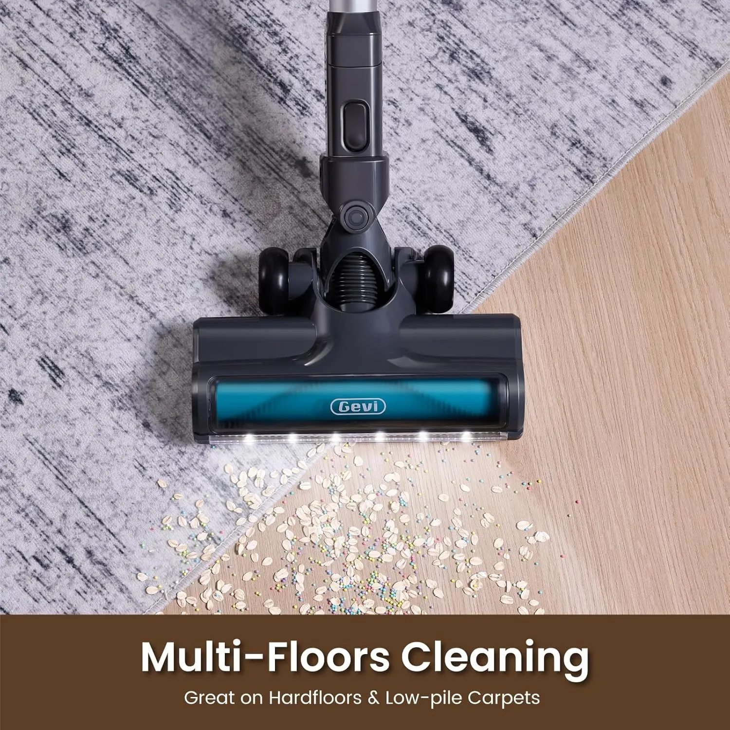 Gevi Cordless Stick Vacuum Cleaner, Vacuum Cleaners for Home with Crevice Tool and Dust Brush, Ultra Lightweight, Up to 45mins Battery Runtime, Quick Clean-Up for Hard Floors, Carpets and Upholstery