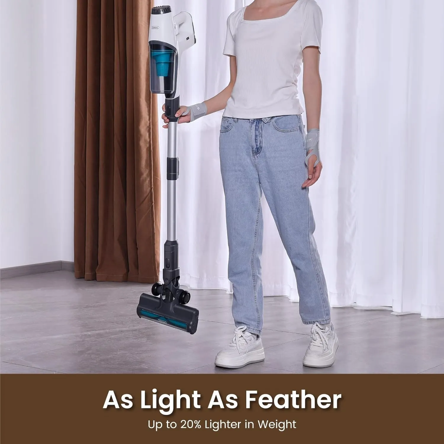 Gevi Cordless Stick Vacuum Cleaner, Vacuum Cleaners for Home with Crevice Tool and Dust Brush, Ultra Lightweight, Up to 45mins Battery Runtime, Quick Clean-Up for Hard Floors, Carpets and Upholstery