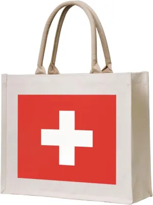 Gift Tote Bag for Women - Canvas Carrying Satchel Handbags/Swiss Flag Print Grocery Bag, for Mom Bridesmaids