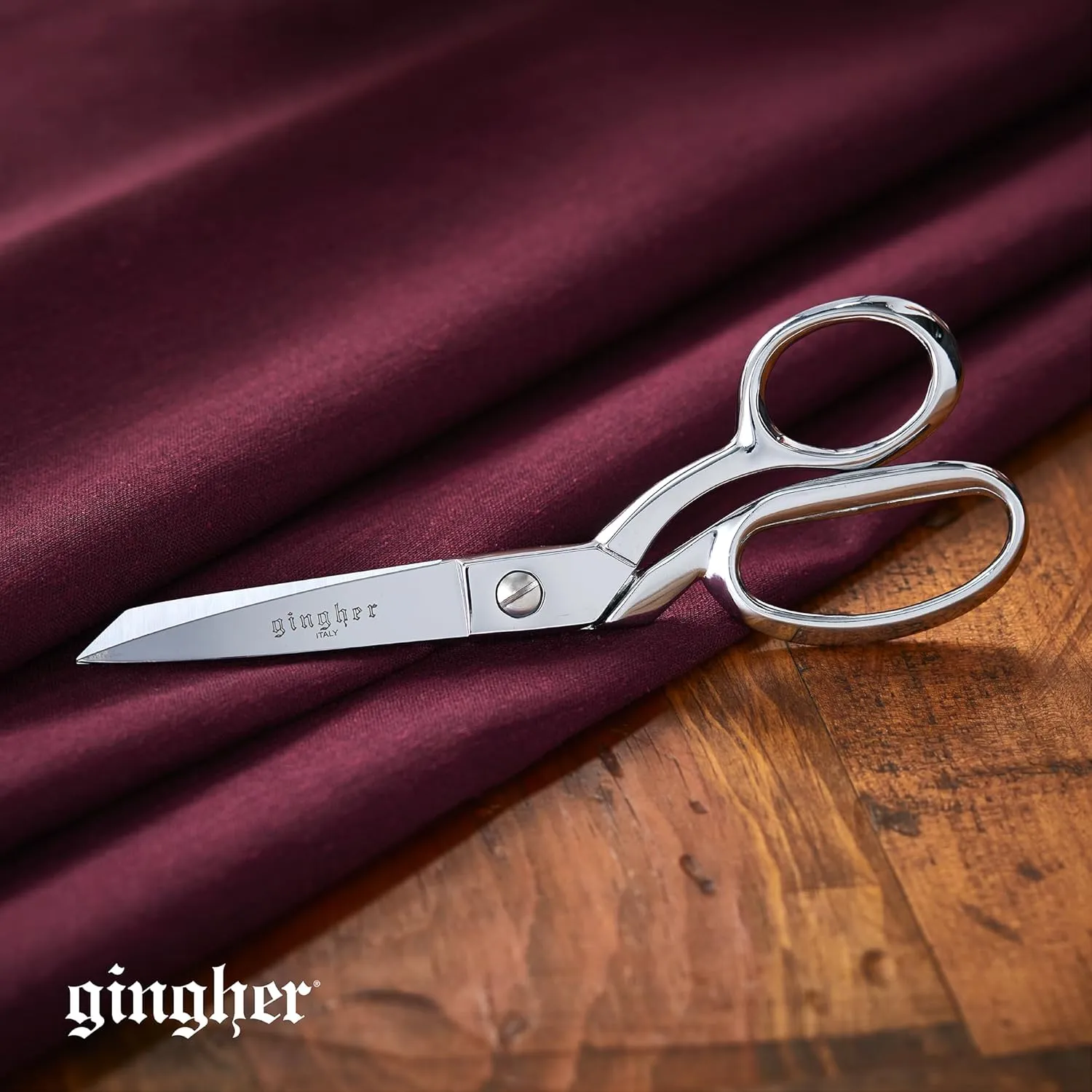 Gingher Dressmaker's Fabric Scissors with Protective Sheath - 7" Stainless Steel Shears - Sharp Knife Edge Fabric Scissors - Silver