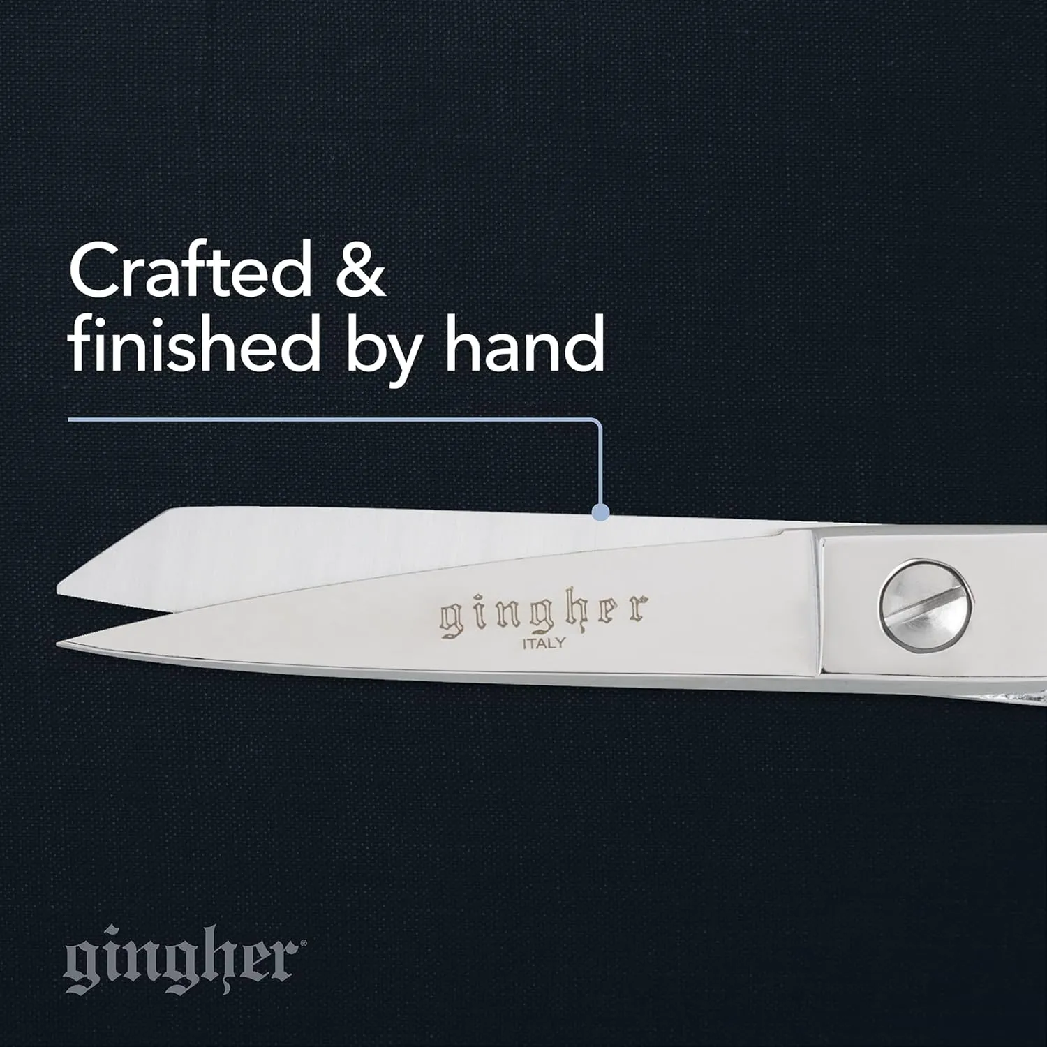 Gingher Dressmaker's Fabric Scissors with Protective Sheath - 7" Stainless Steel Shears - Sharp Knife Edge Fabric Scissors - Silver