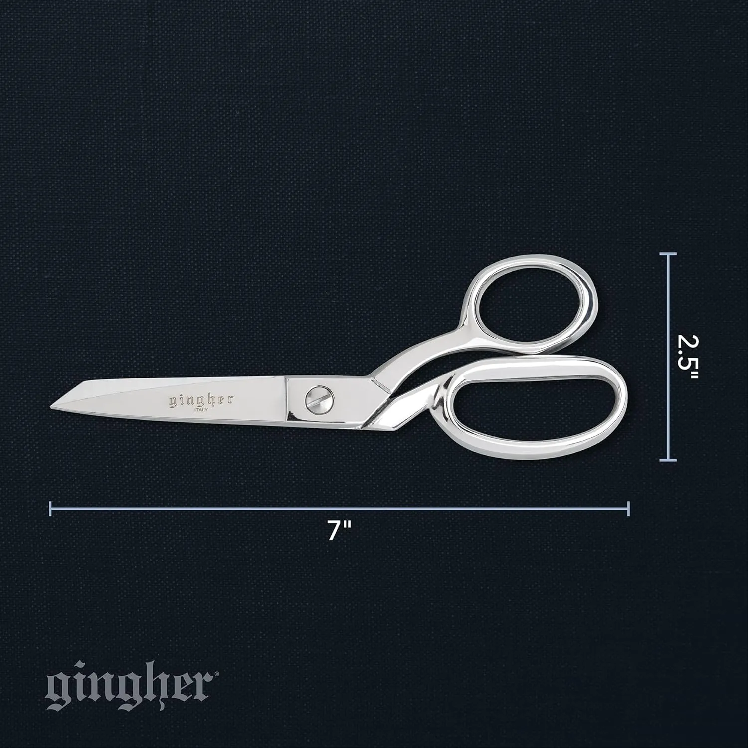 Gingher Dressmaker's Fabric Scissors with Protective Sheath - 7" Stainless Steel Shears - Sharp Knife Edge Fabric Scissors - Silver