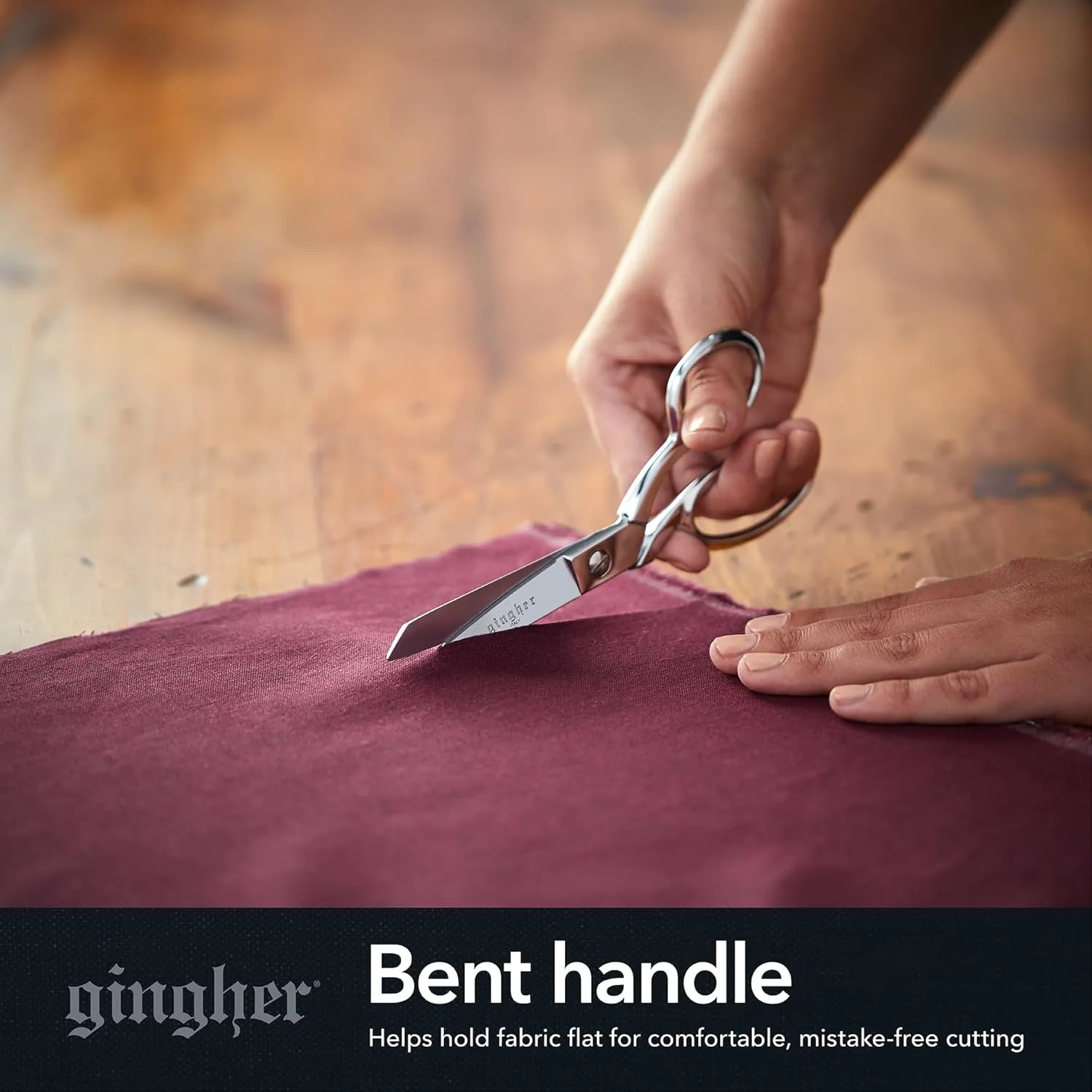Gingher Dressmaker's Fabric Scissors with Protective Sheath - 7" Stainless Steel Shears - Sharp Knife Edge Fabric Scissors - Silver