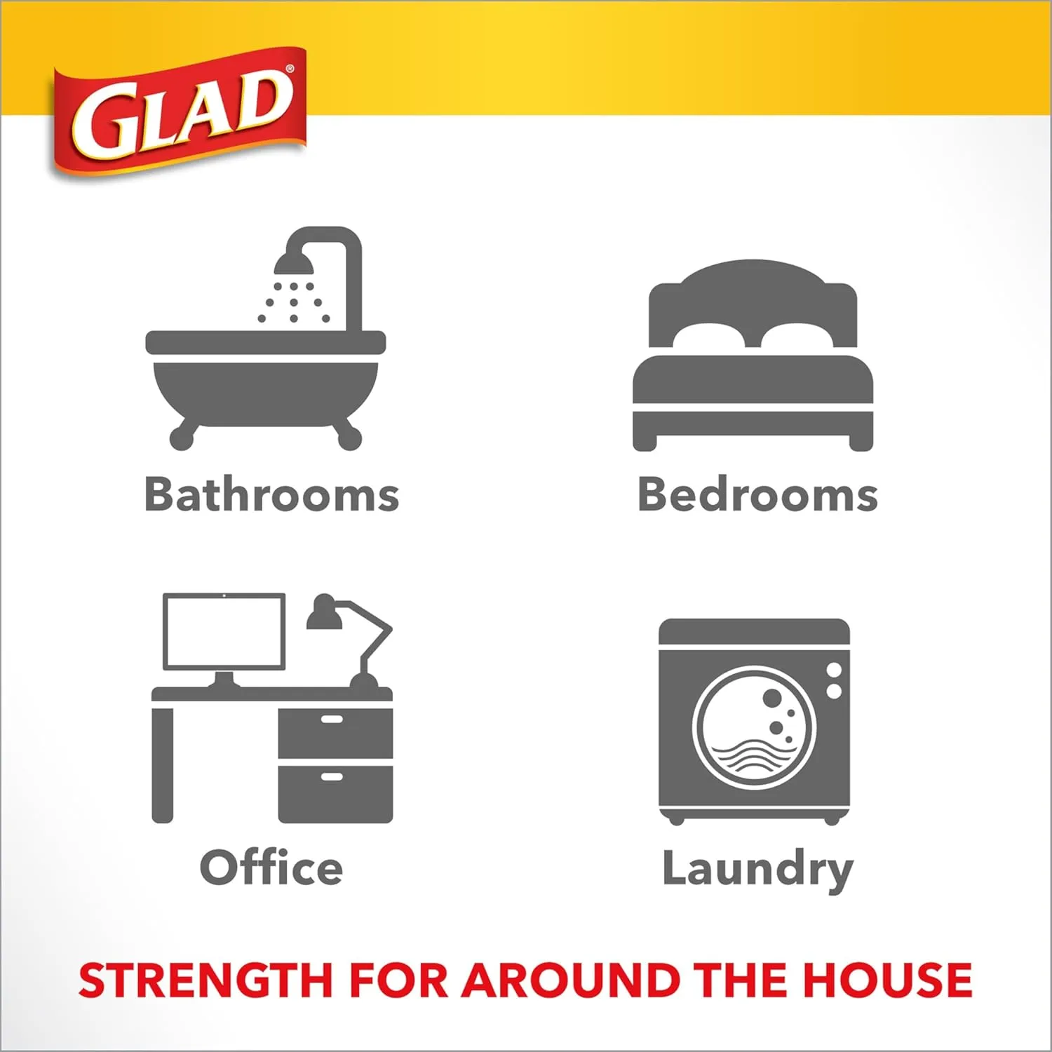 Glad Medium Drawstring Trash Bags, 8 Gal, Gain Original with Febreze, 80 Ct (Package May Vary)