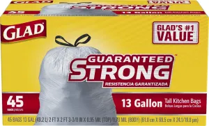 Glad Trash Bags, Tall Kitchen Drawstring Garbage Bags, 13 Gallon, 45 Count