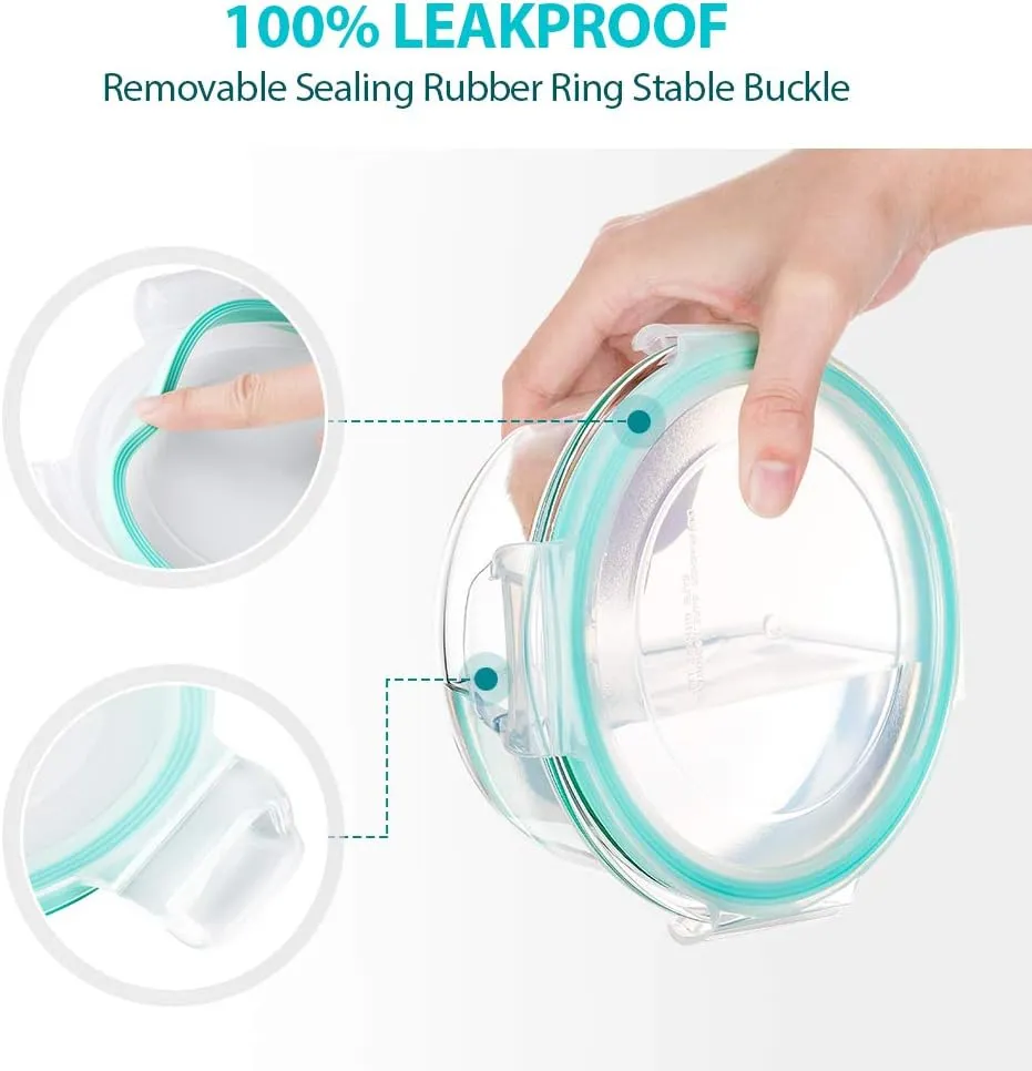 Glass Food Storage Containers with Lids, [24 Piece] Glass Meal Prep Containers, Airtight Glass Bento Boxes, BPA Free & Leak Proof (12 lids & 12 Containers) - Blue