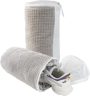 GOGOODA Upgraded Shoe Washing Bag for Washing Machine - Laundry Shoe Bag for Washer and Dryer with Safety Lock for All Shoe Types (Grey, without shoe trees)