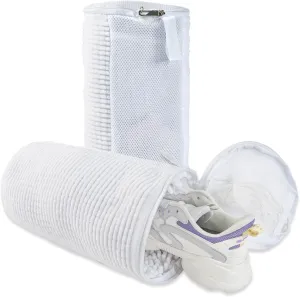 GOGOODA Upgraded Shoe Washing Bag for Washing Machine - Laundry Shoe Bag for Washer and Dryer with Safety Lock for All Shoe Types (White, without shoe trees)